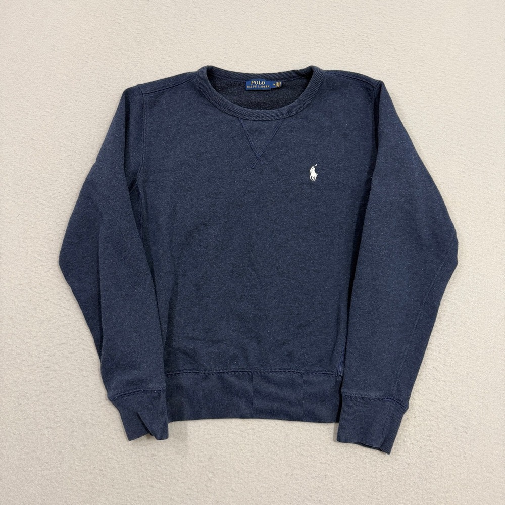 Polo Ralph Lauren Sweatshirt Womens Medium Navy Blue Fleece Crewneck Pony Logo